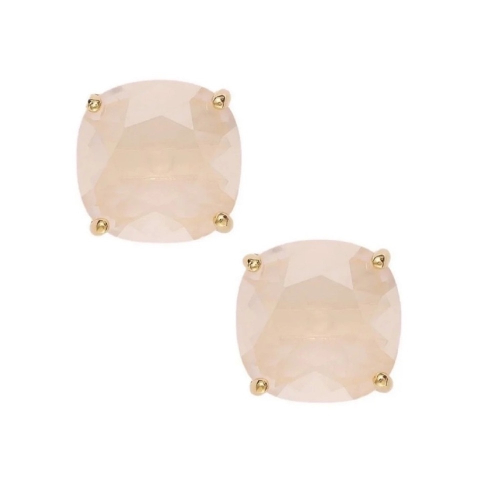 Kate Spade Gold and Light Pink Small Square Stud Earrings New - Picture 3 of 8